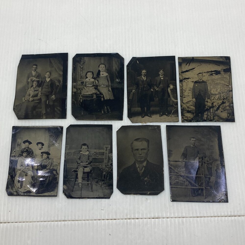 8 Tin Type Photos Pictures Cabinet Cards Lot Victorian